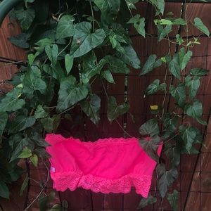 PINK Victoria's Secret Hot pink lace bandeau small